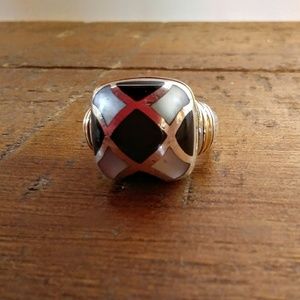 Eric Grossbardt 925 18k MOP Onyx Ring Sz. 5.25
